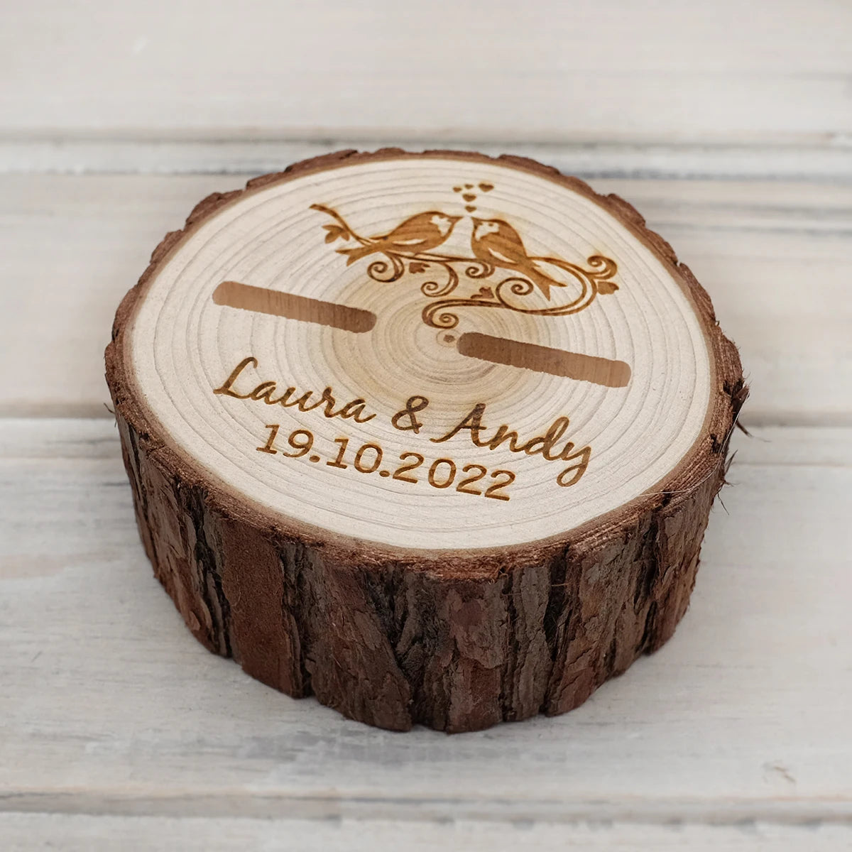 Personalized Rustic Wooden Ring Box