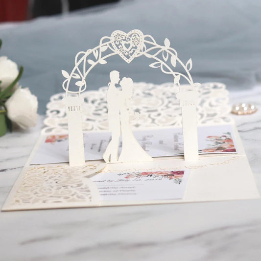 Laser Cut 3D Pop-Up Wedding Invitation Suite