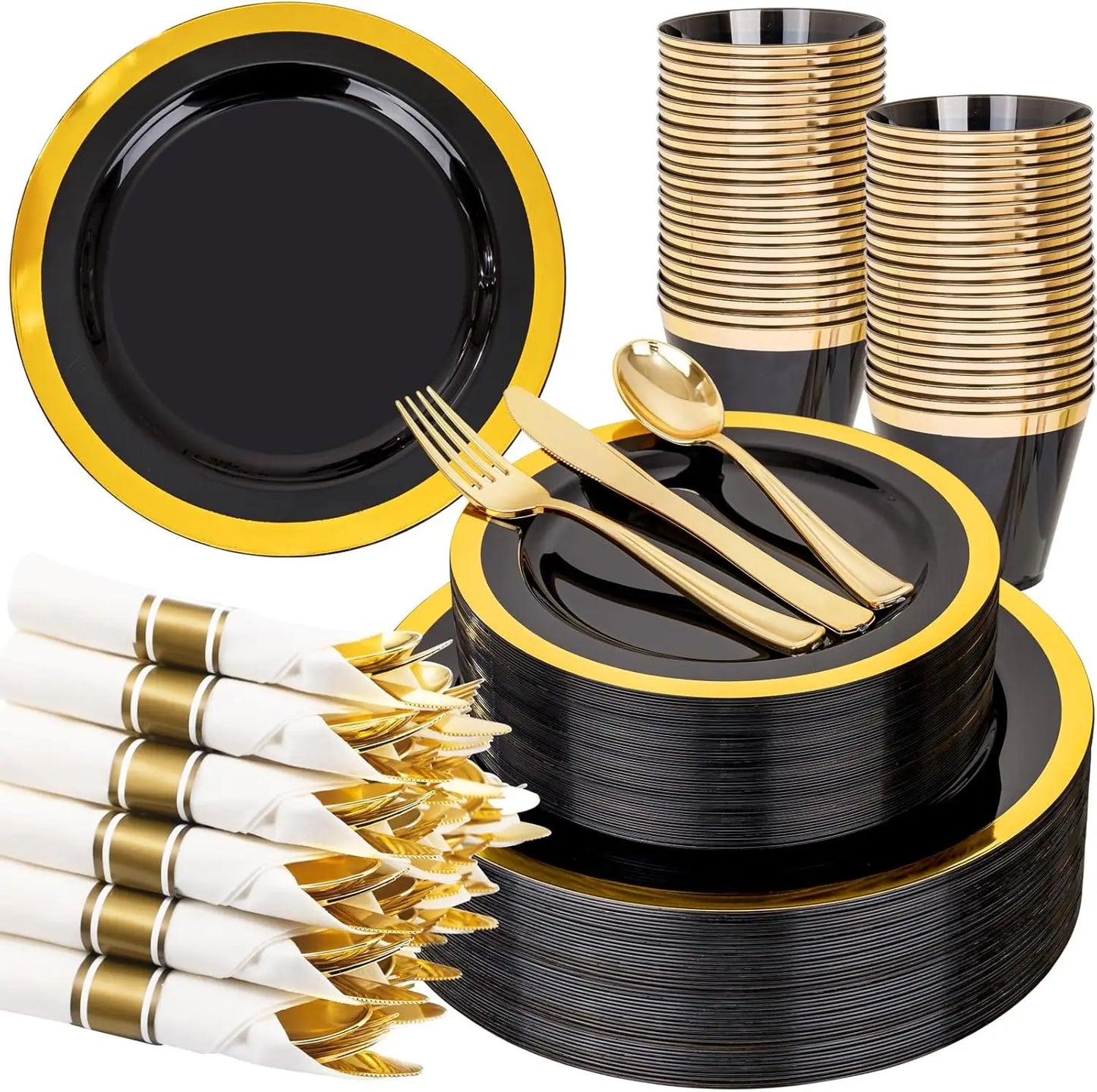 Glamorous Black & Gold Wedding Dinnerware | Complete Reception Set