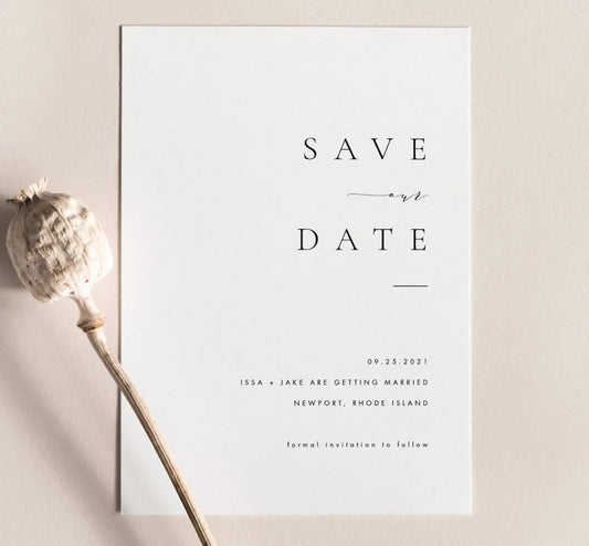 Minimalist Photo Save the Date | Modern Wedding Announcement Card with Envelope | Custom Stationery