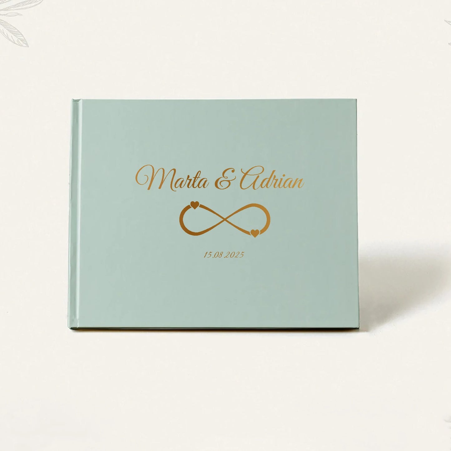 Personalized Sage Green Wedding Guest Book | Custom Gold Foil Signing Book for Weddings, Bridal Showers & Anniversaries
