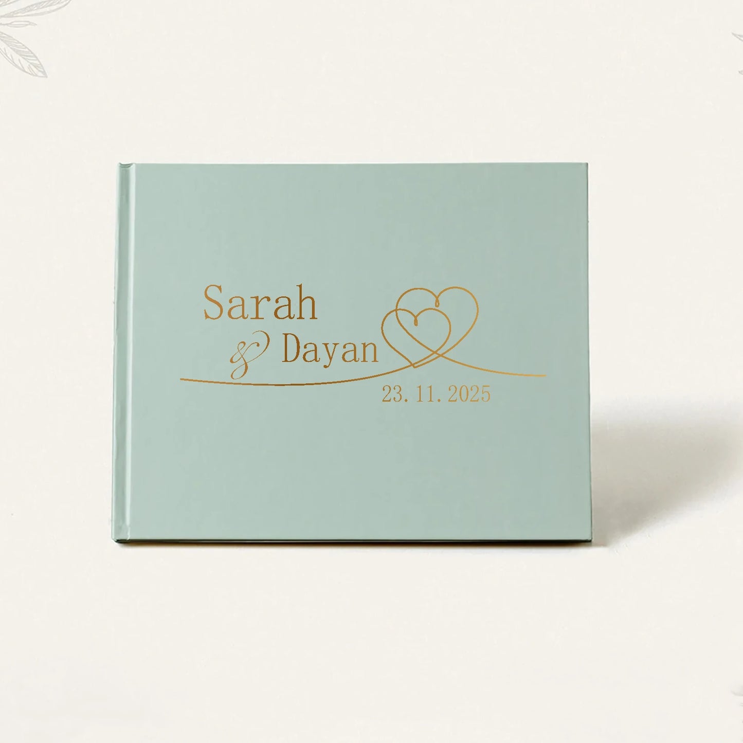 Personalized Sage Green Wedding Guest Book | Custom Gold Foil Signing Book for Weddings, Bridal Showers & Anniversaries