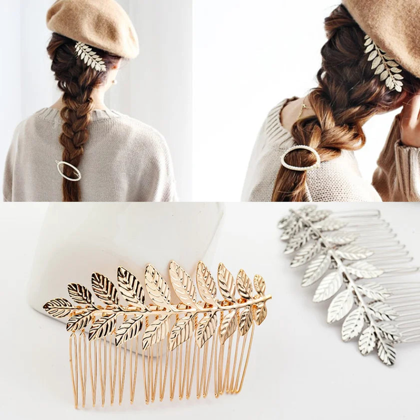 "Daphne" Botanical Bridal Hair Comb (Leaf & Butterfly Styles)