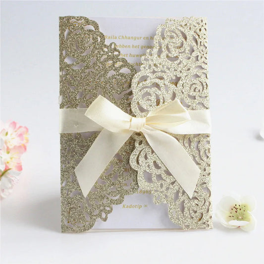 Glittering Rose Laser Cut Invitation Suite