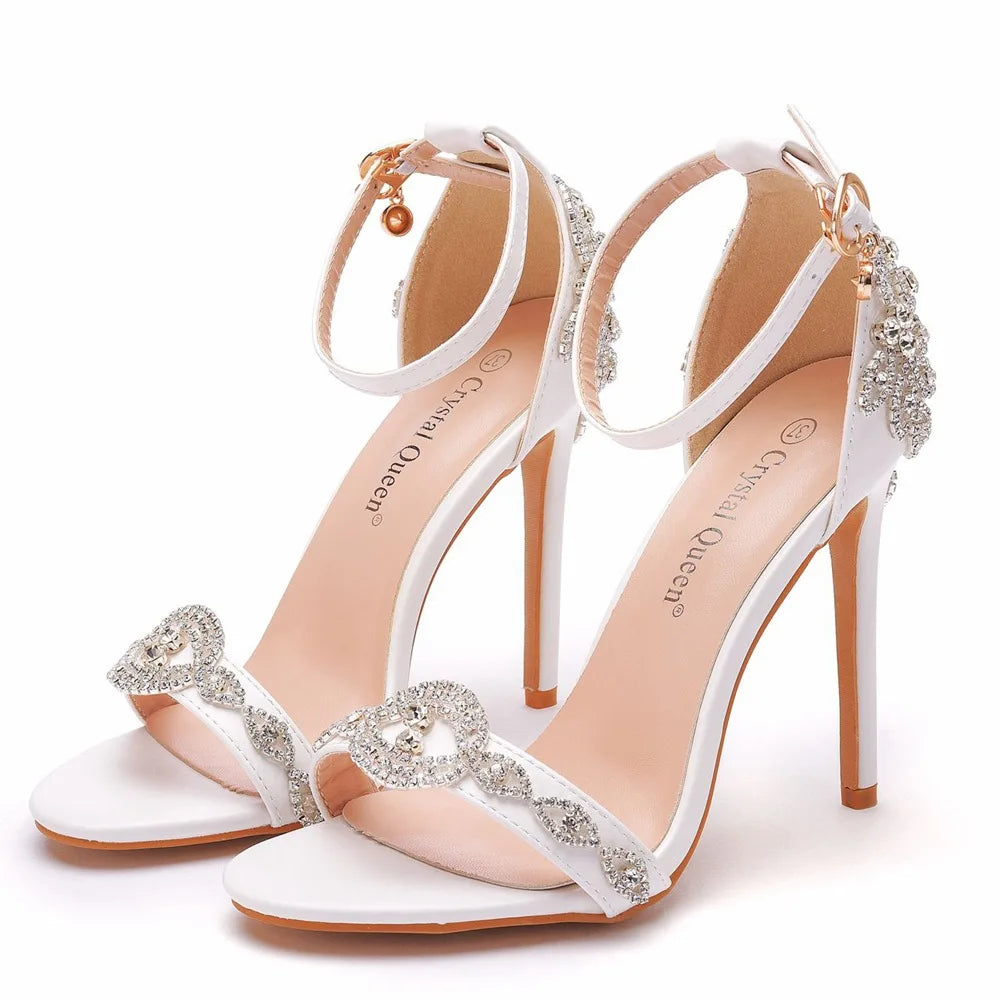 Elegant Crystal Ankle Strap Bridal Heels