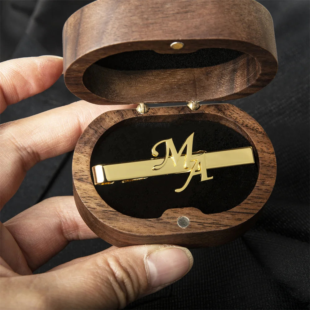 Personalized Initial Tie Clip | Custom Wedding Gift for Groom, Groomsmen, Father of the Bride