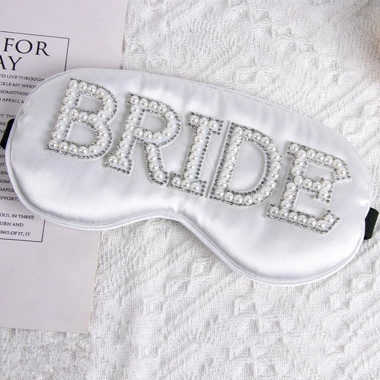Pearl 'BRIDE' Sleep Mask | Satin Eye Mask for Bachelorette & Wedding Morning Gift