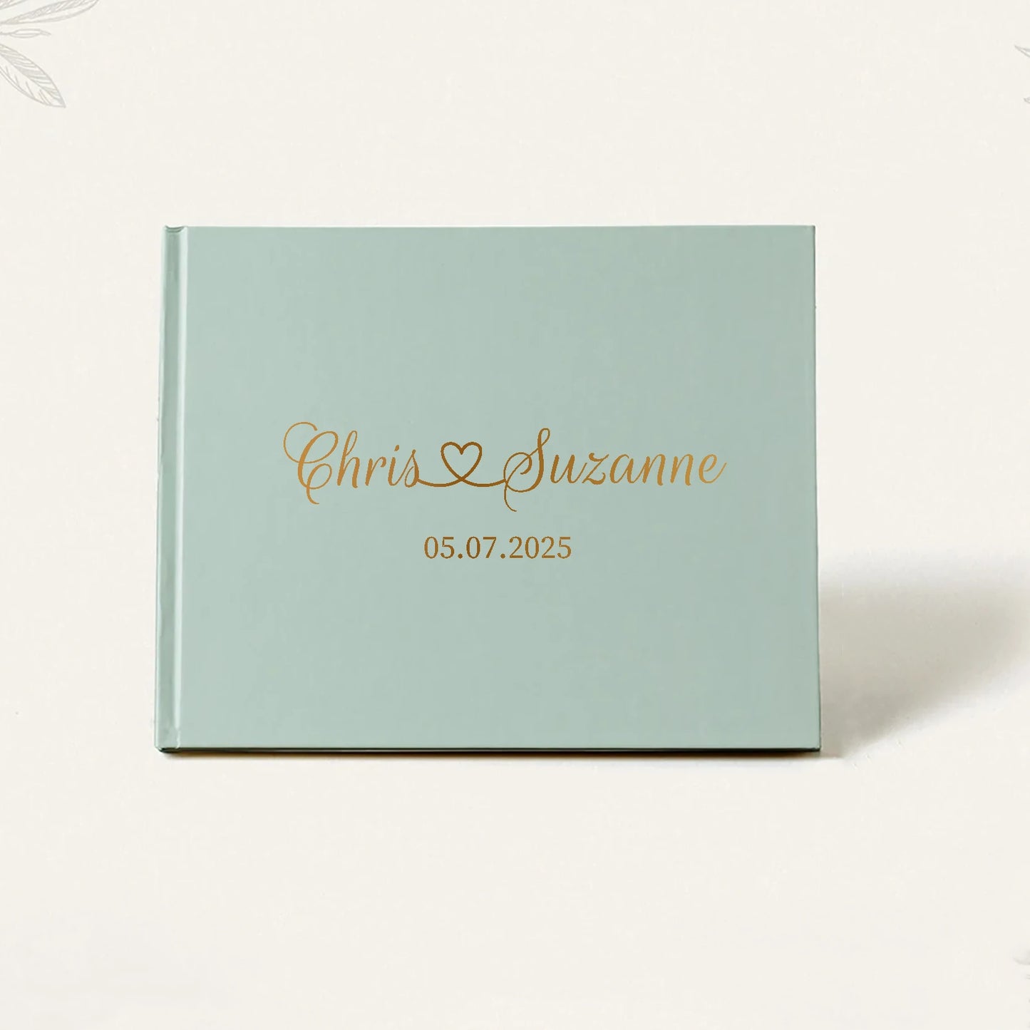 Personalized Sage Green Wedding Guest Book | Custom Gold Foil Signing Book for Weddings, Bridal Showers & Anniversaries